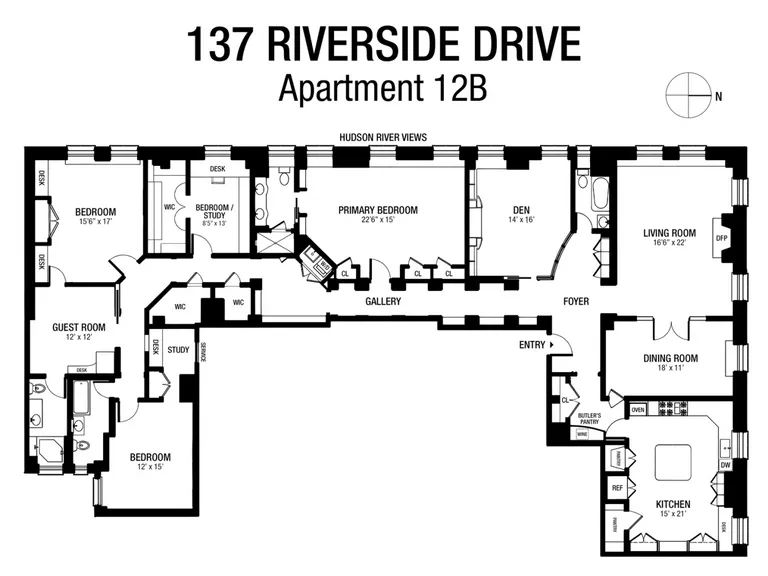 137 Riverside Drive, 12B | floorplan | View 20
