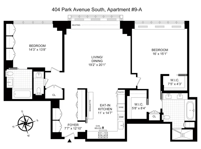 404 Park Avenue South, 9A | floorplan | View 9