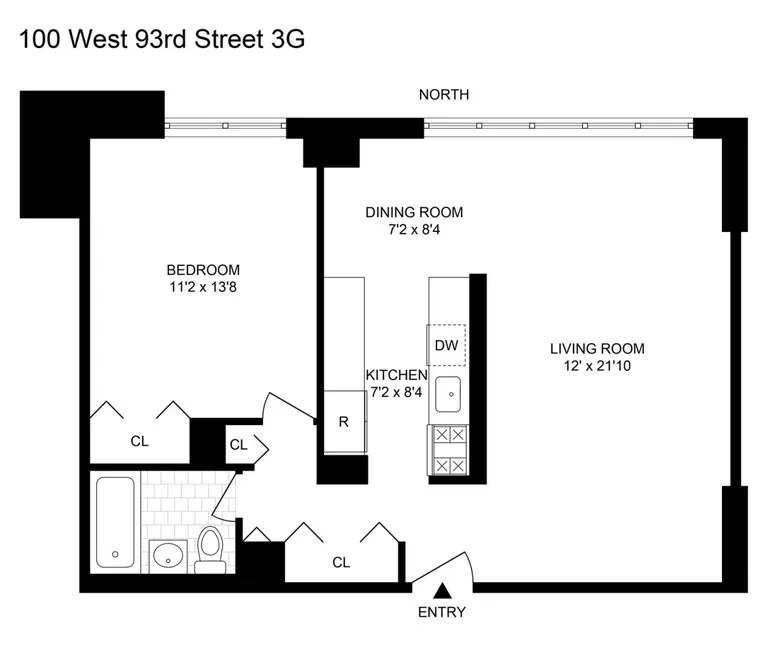 100 West 93rd Street, 3G | floorplan | View 7