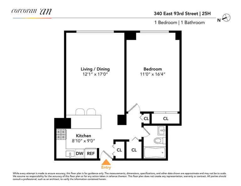 New York City Real Estate | View 340 East 93rd Street, 25H | Floor Plan | View 10