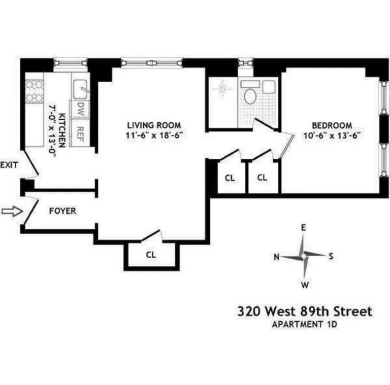 320 West 89th Street, 1D | floorplan | View 7