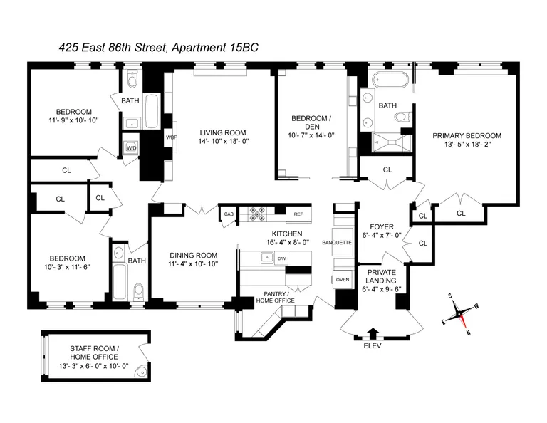 425 East 86th Street, 15BC | floorplan | View 14