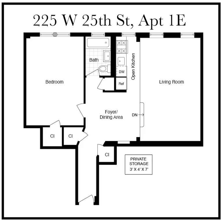 225 West 25th Street, 1E | floorplan | View 7