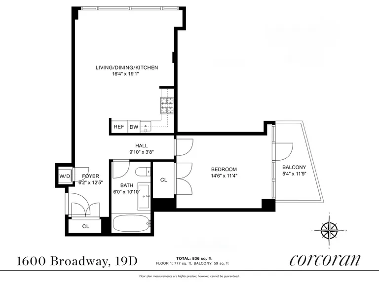 1600 Broadway, 19D | floorplan | View 11