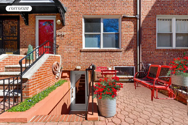 New York City Real Estate | View 23-23 33rd Road | Front Garden Seating | View 26