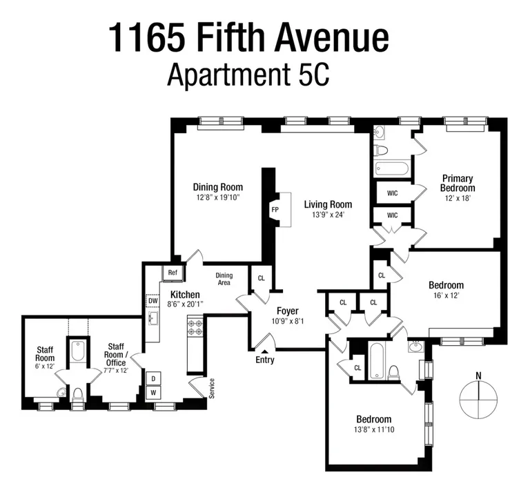 1165 Fifth Avenue, 5C | floorplan | View 14