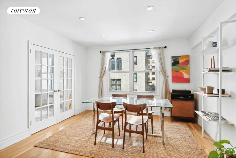 New York City Real Estate | View 30 East 9th Street, 4N | Dining with French Doors to Den | View 2