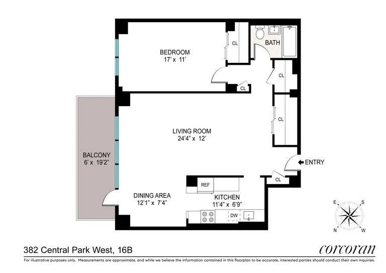 382 Central Park West, 16B | floorplan | View 9