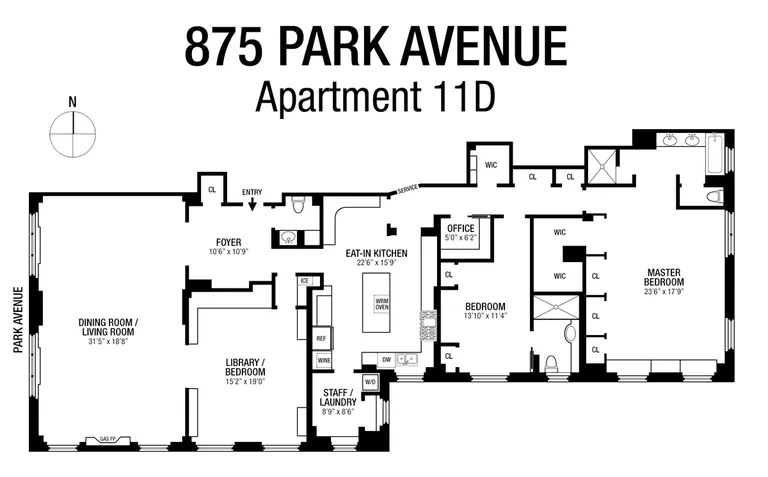 875 Park Avenue, 11D | floorplan | View 16