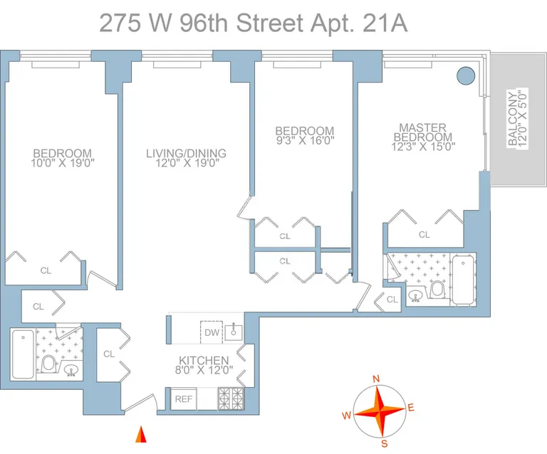 275 West 96th Street, 21A | floorplan | View 8