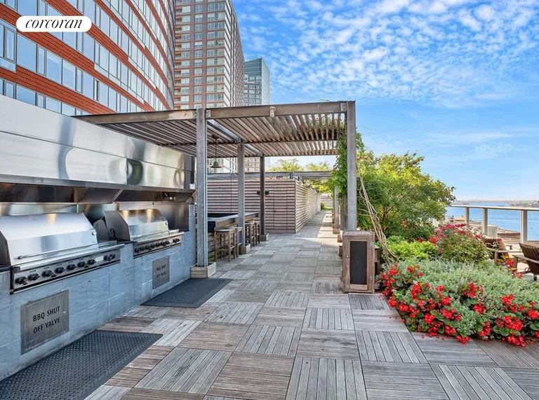 New York City Real Estate | View 70 Little West Street, 12A | Terrace w/ Grills | View 6