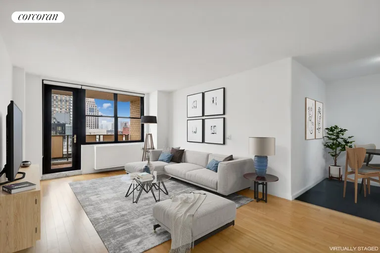 New York City Real Estate | View 301 East 87th Street, 24F | Living room-Virtually staged | View 2