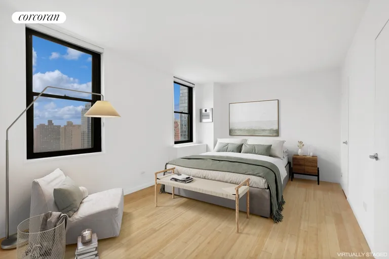 New York City Real Estate | View 301 East 87th Street, 24F | Bedroom-Virtually staged | View 3