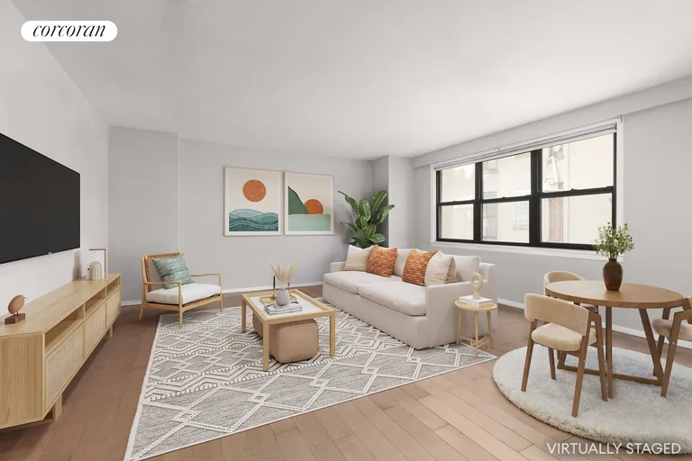 New York City Real Estate | View 201 East 28th Street, 4R | Virtually Staged Living/Dining | View 2