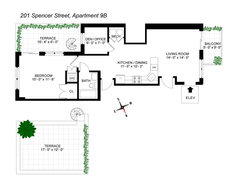 201 Spencer Street, 9B | floorplan | View 13
