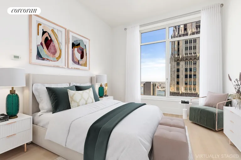 New York City Real Estate | View 30 Park Place, 61B | Virtually Staged Bedroom | View 14