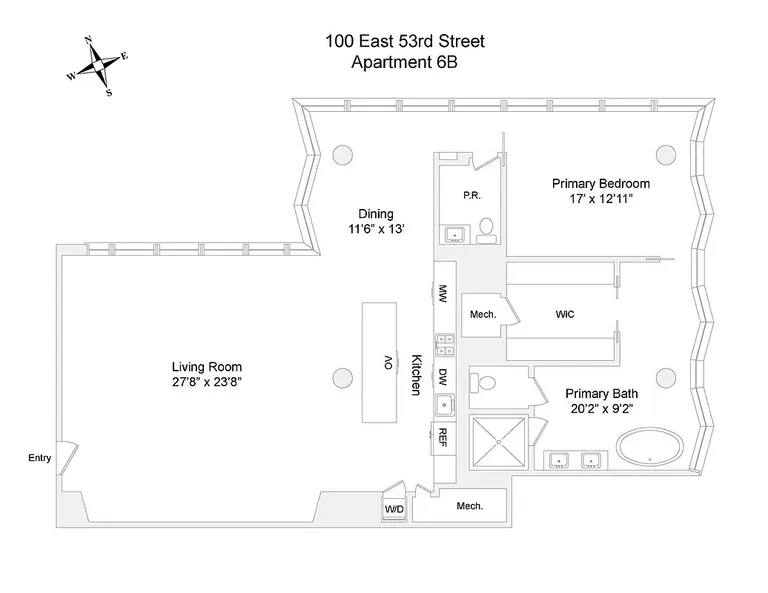 100 East 53rd Street, 6B | floorplan | View 10
