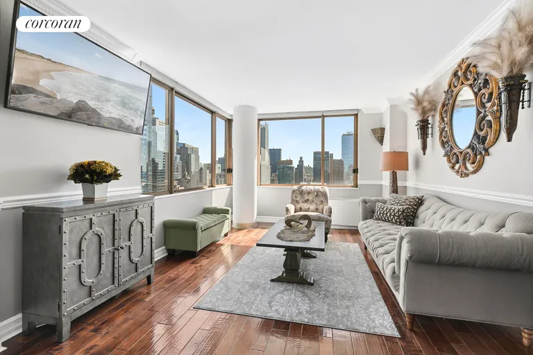 New York City Real Estate | View 350 West 50th Street, 33B | Living Room | View 3