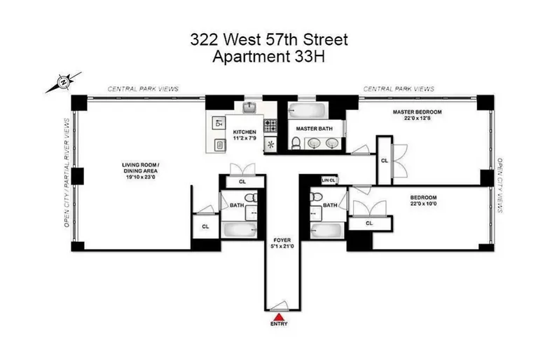 322 West 57th Street, 33H | floorplan | View 6