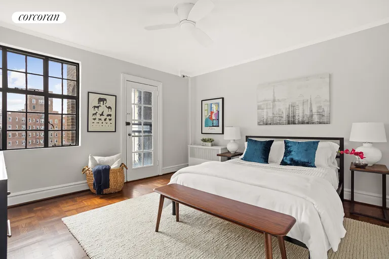 New York City Real Estate | View 116 PINEHURST AVENUE, B63/64 | Western facing bedroom with door | View 11