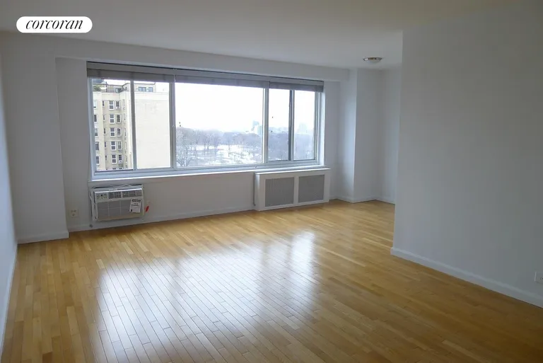 New York City Real Estate | View 400 Central Park West, 16T | Living room and sleep alcove BRIGHT | View 3