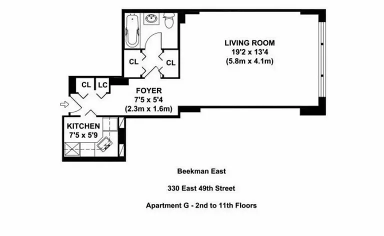 330 East 49th Street, 10G | floorplan | View 6