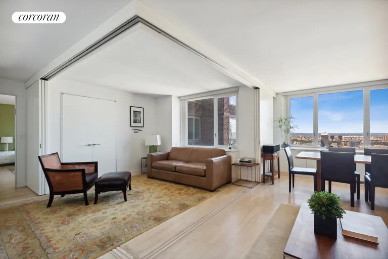 New York City Real Estate | View 322 West 57th Street, 50F | Living/Guest BR | View 2
