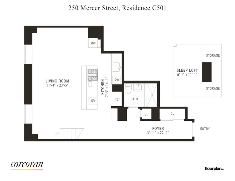 250 Mercer Street, C511 | floorplan | View 6