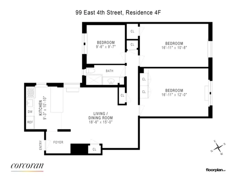 99 East 4th Street, 4F | floorplan | View 9