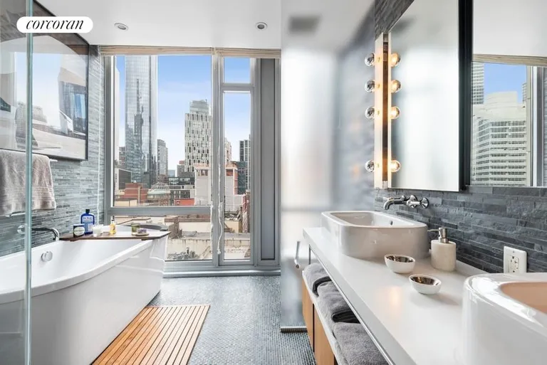 New York City Real Estate | View 85 West Broadway, 11S | Ultra Luxurious Primary Bathroom | View 6