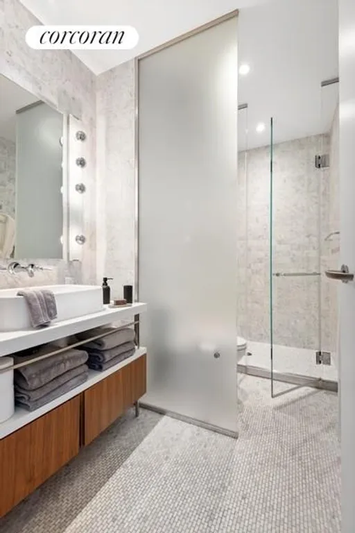 New York City Real Estate | View 85 West Broadway, 11S | Stunning Second Bathroom | View 8