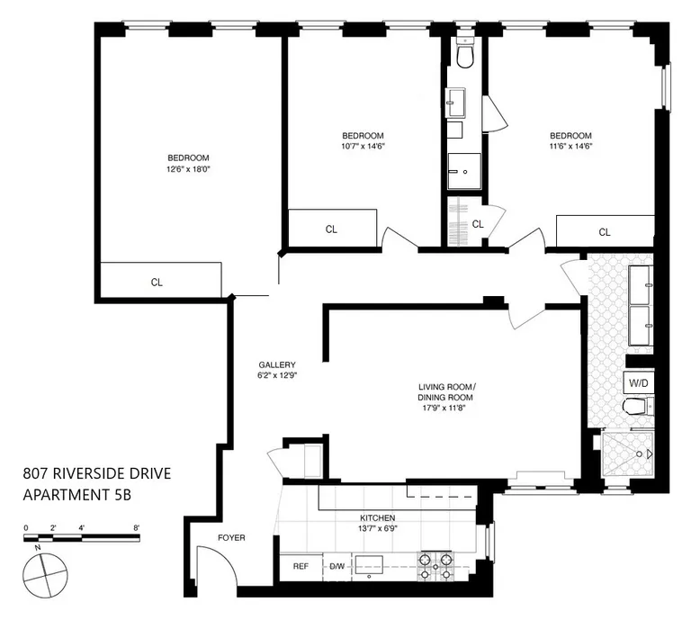 807 Riverside Drive, 5B | floorplan | View 10