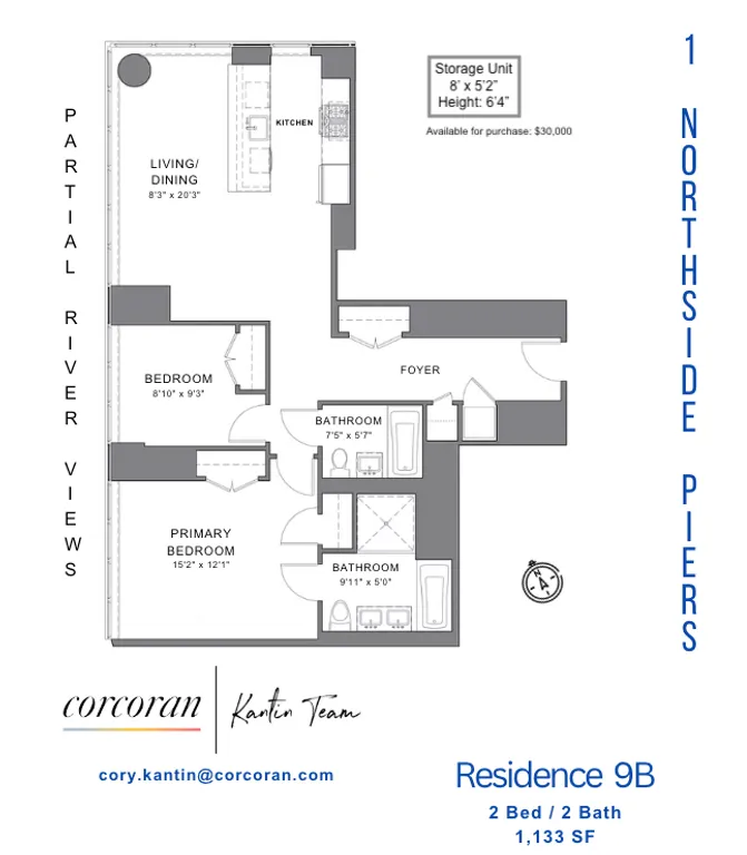 1 NORTHSIDE PIERS, 9B | floorplan | View 8