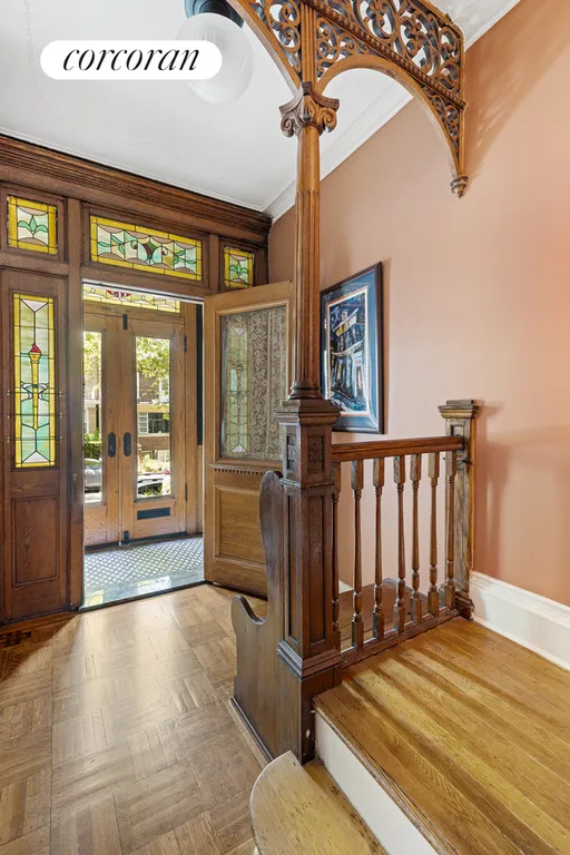 New York City Real Estate | View 179 68th Street | Entry With Historic Detail | View 3