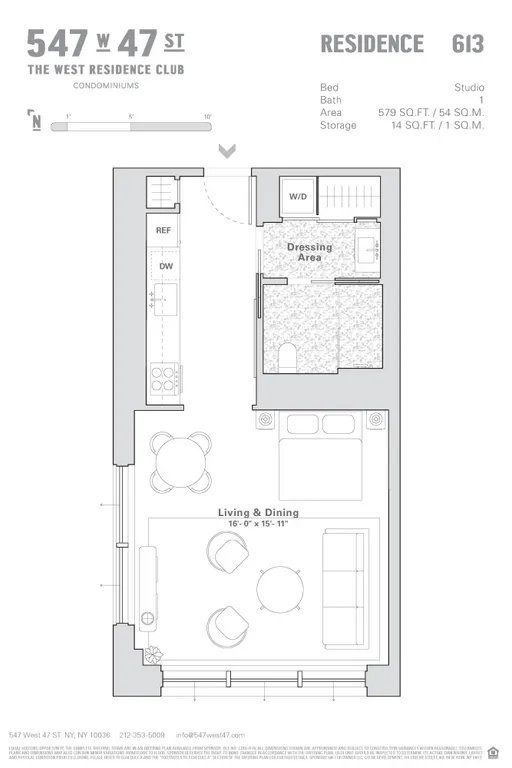 547 West 47th Street, 613 | floorplan | View 6