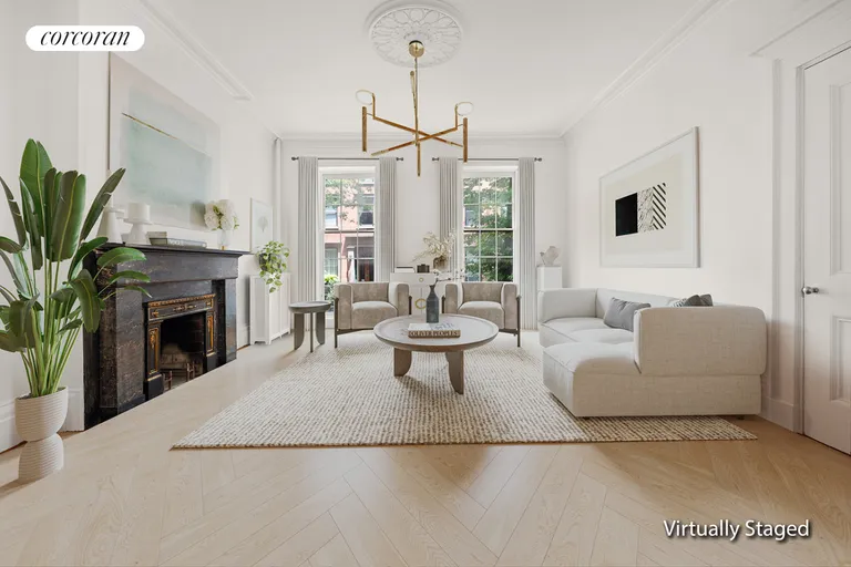 New York City Real Estate | View 138 State Street | Front Parlor Staged | View 3