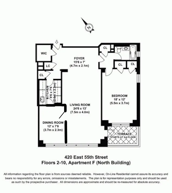 420 East 55th Street, 7F | floorplan | View 7