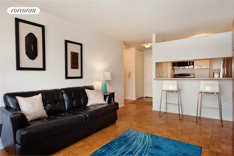 New York City Real Estate | View 2 South End Avenue, 7F | Kitchen / Living Room | View 3