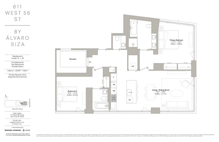 611 West 56th Street, 24A | floorplan | View 10