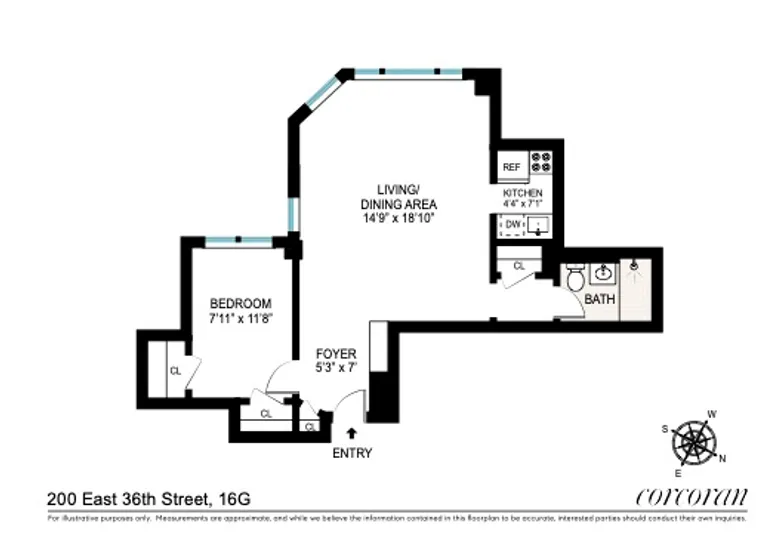 200 East 36th Street, 16G | floorplan | View 14