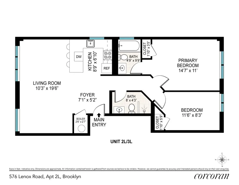 576 Lenox Road, 3L | floorplan | View 7