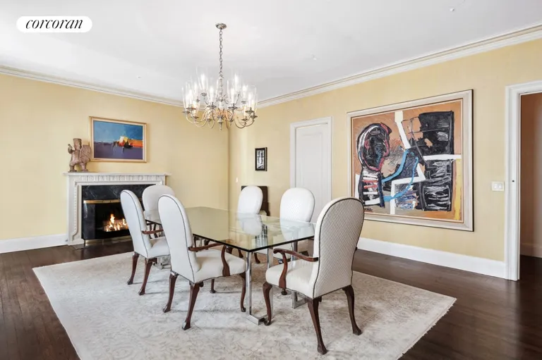 New York City Real Estate | View 920 Fifth Avenue, 8A | Dining Room w wood burning FP | View 7
