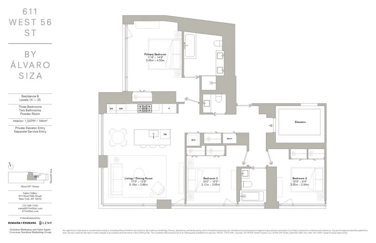 611 West 56th Street, 22B | floorplan | View 13