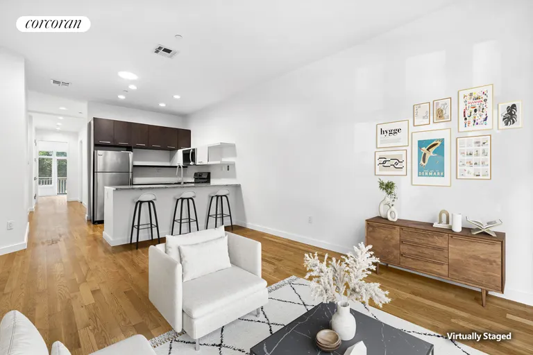 New York City Real Estate | View 323 Greene Avenue, 1B | Living Dinning and Kitchen Area | View 3