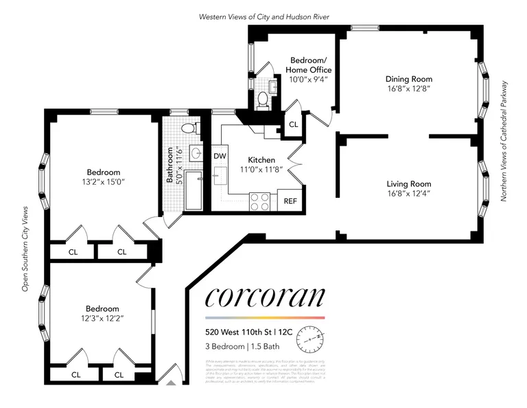 520 West 110th Street, 12C | floorplan | View 16