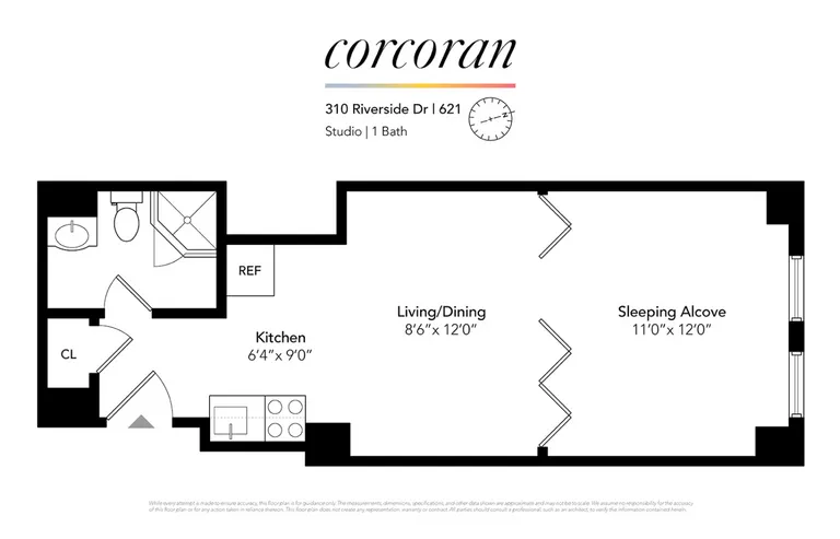 310 Riverside Drive, 621 | floorplan | View 4