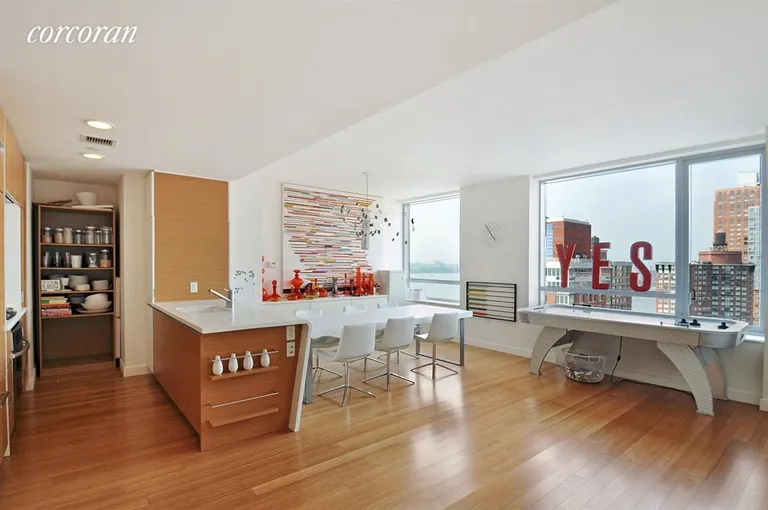 New York City Real Estate | View 2 River Terrace, 26D | Modern Kitchen with City & River Views | View 2
