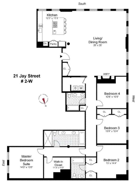 21 Jay Street, 2W | floorplan | View 1