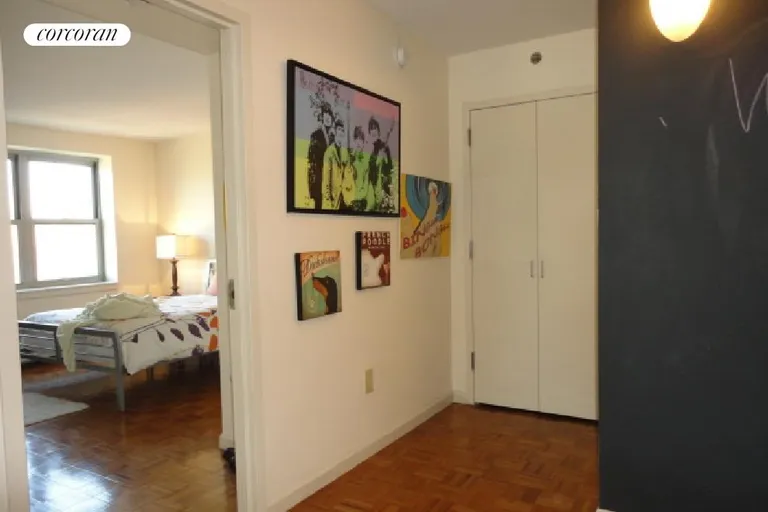 New York City Real Estate | View 218 Myrtle Avenue, 7A | Hall with Mod Art Wall, Coat closet | View 5