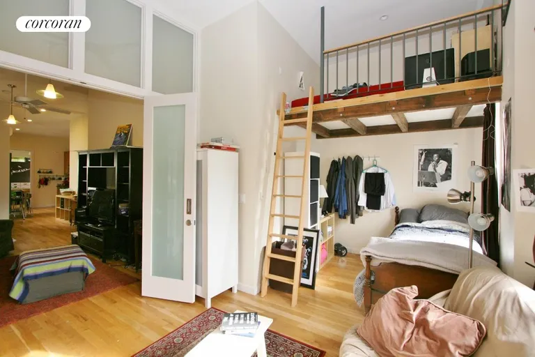 New York City Real Estate | View 479 Prospect Avenue, 3 | Bedroom With Sleep Loft & Opaque French Doors | View 2